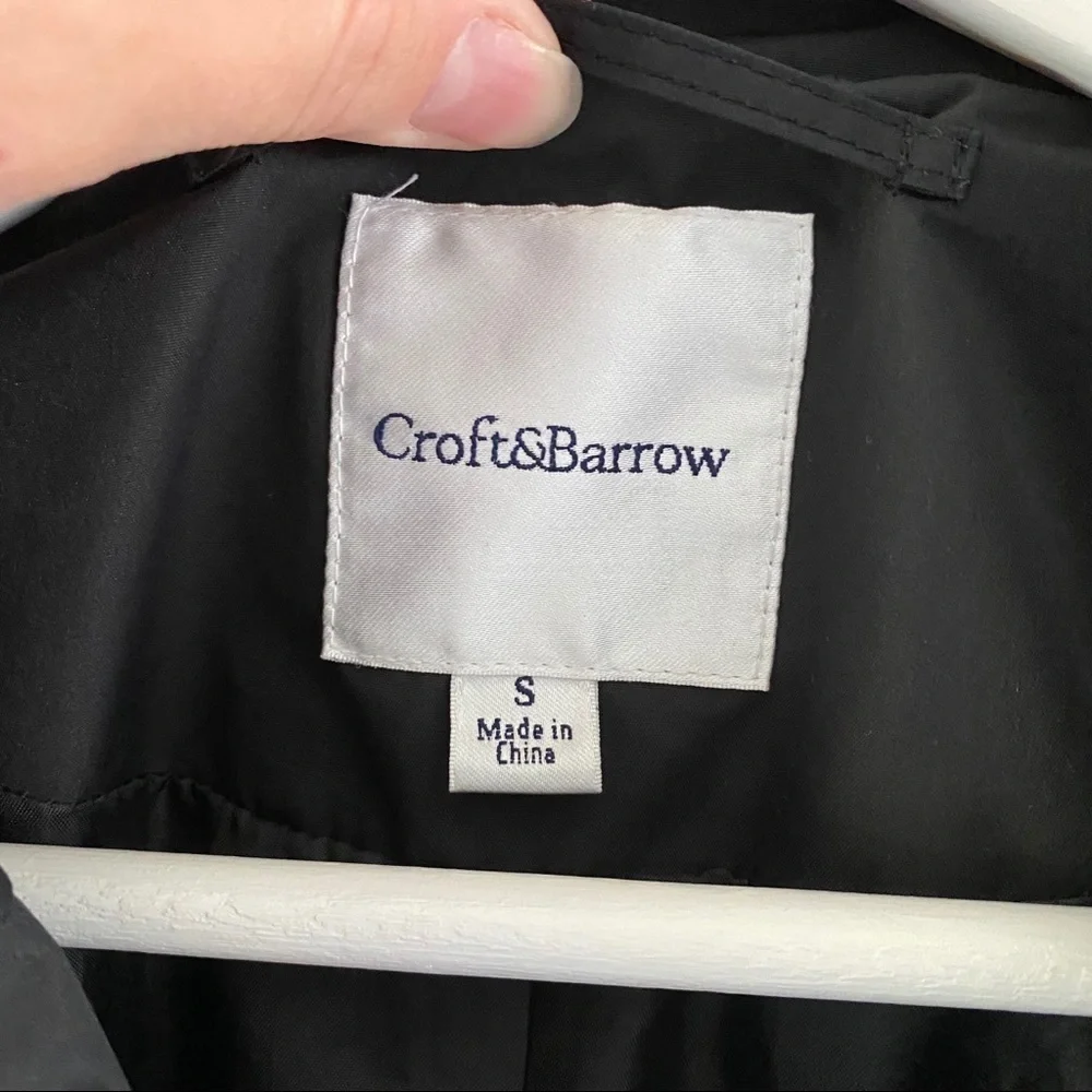 Croft & Barrow Trench Coat Black Sz Small - Picture 8 of 10